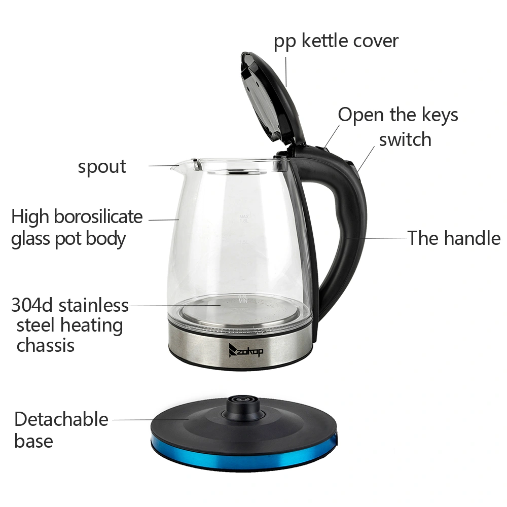 HD-1861-A 220V 2000W 1.8L Electric Glass Kettle UK Plug view 4