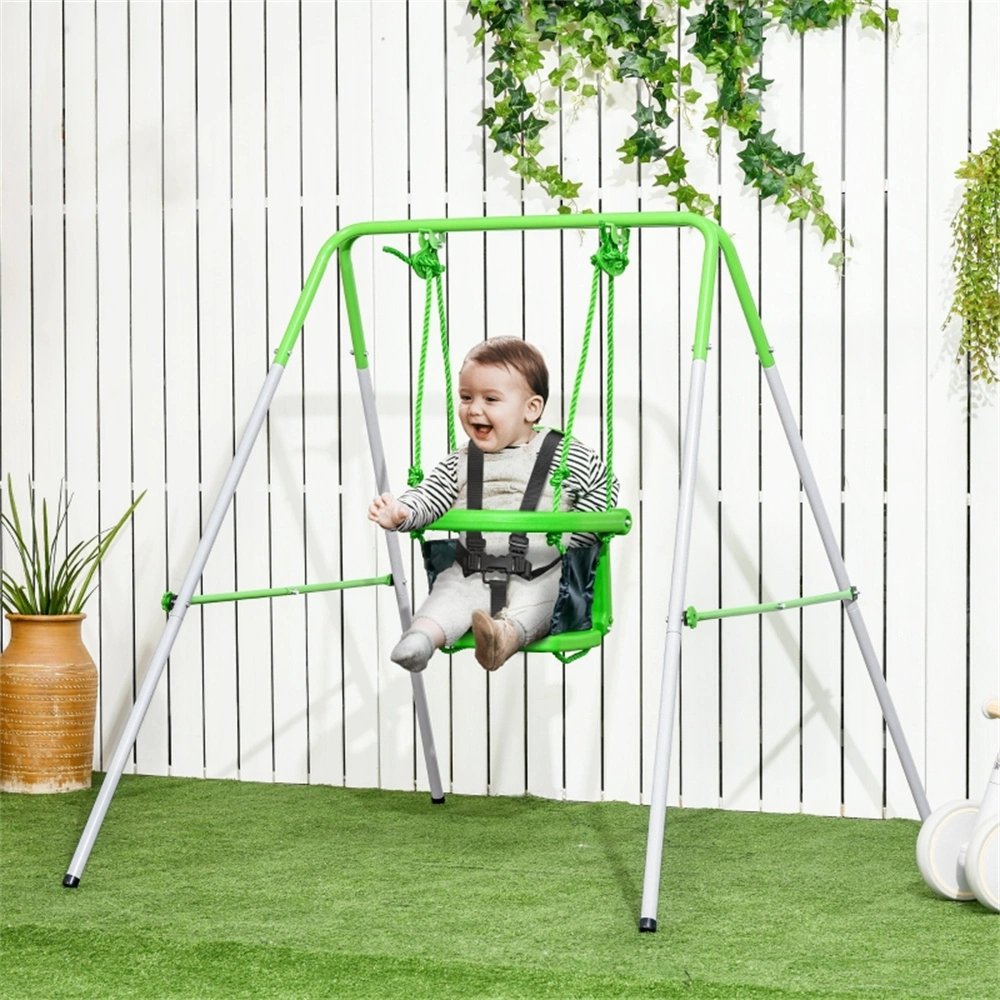 Kids Toddler Swing Set with Safe Enclosure, Outdoor Playground Activity Center for Toddlers 6-36 Months, Rainbow view 2
