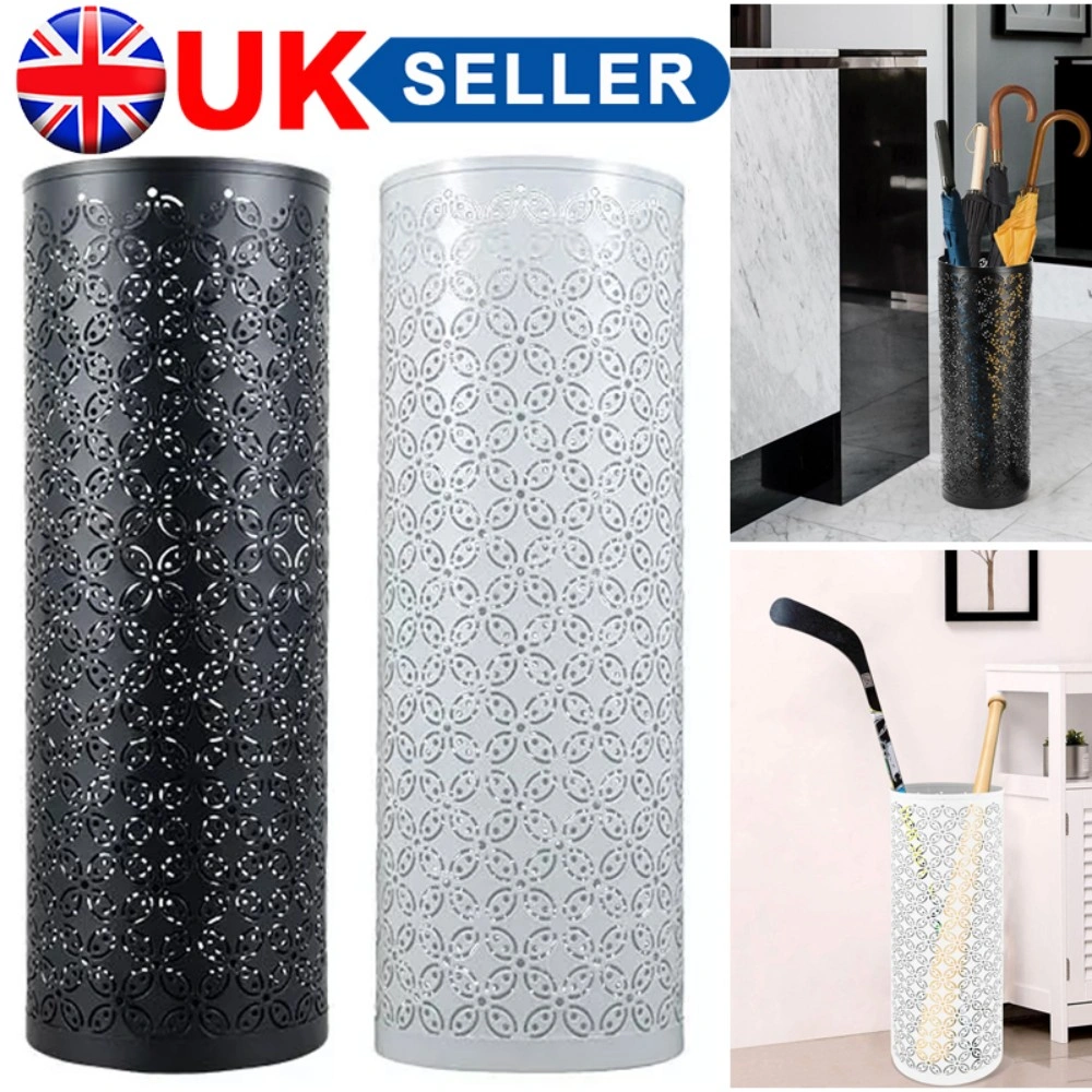 Umbrella Stand Holder Metal Floor Storage Rack Walking Stick Drip Tray - Black