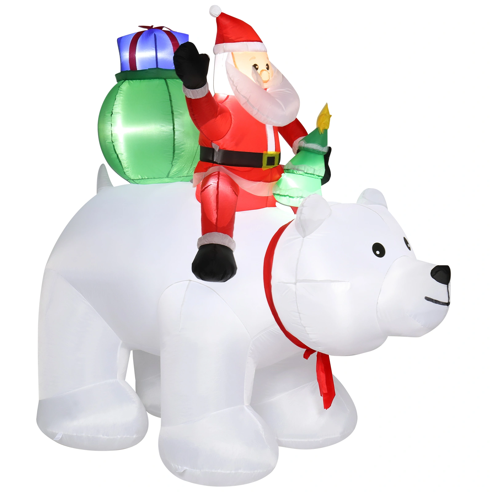 6ft LED Christmas Light String, 15W 7PCS Santa Claus Riding Polar Bear Garden Outdoor Decoration for Holiday Yard Display view 16