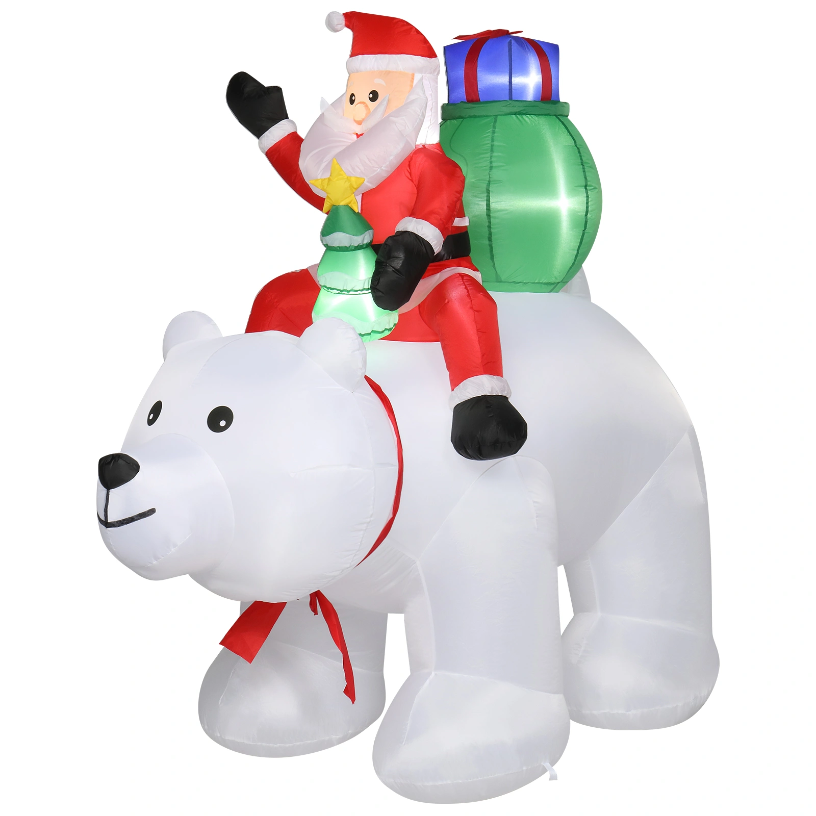 6ft LED Christmas Light String, 15W 7PCS Santa Claus Riding Polar Bear Garden Outdoor Decoration for Holiday Yard Display view 4