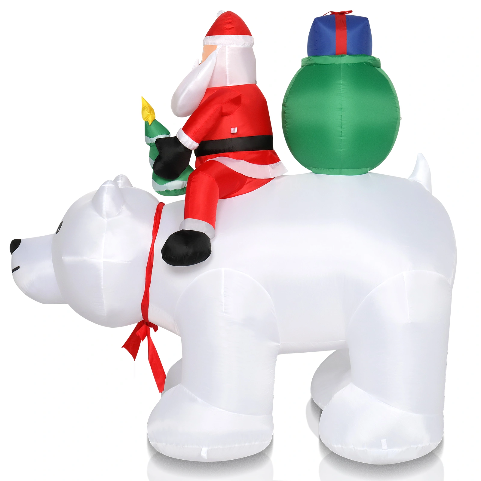 6ft LED Christmas Light String, 15W 7PCS Santa Claus Riding Polar Bear Garden Outdoor Decoration for Holiday Yard Display view 6