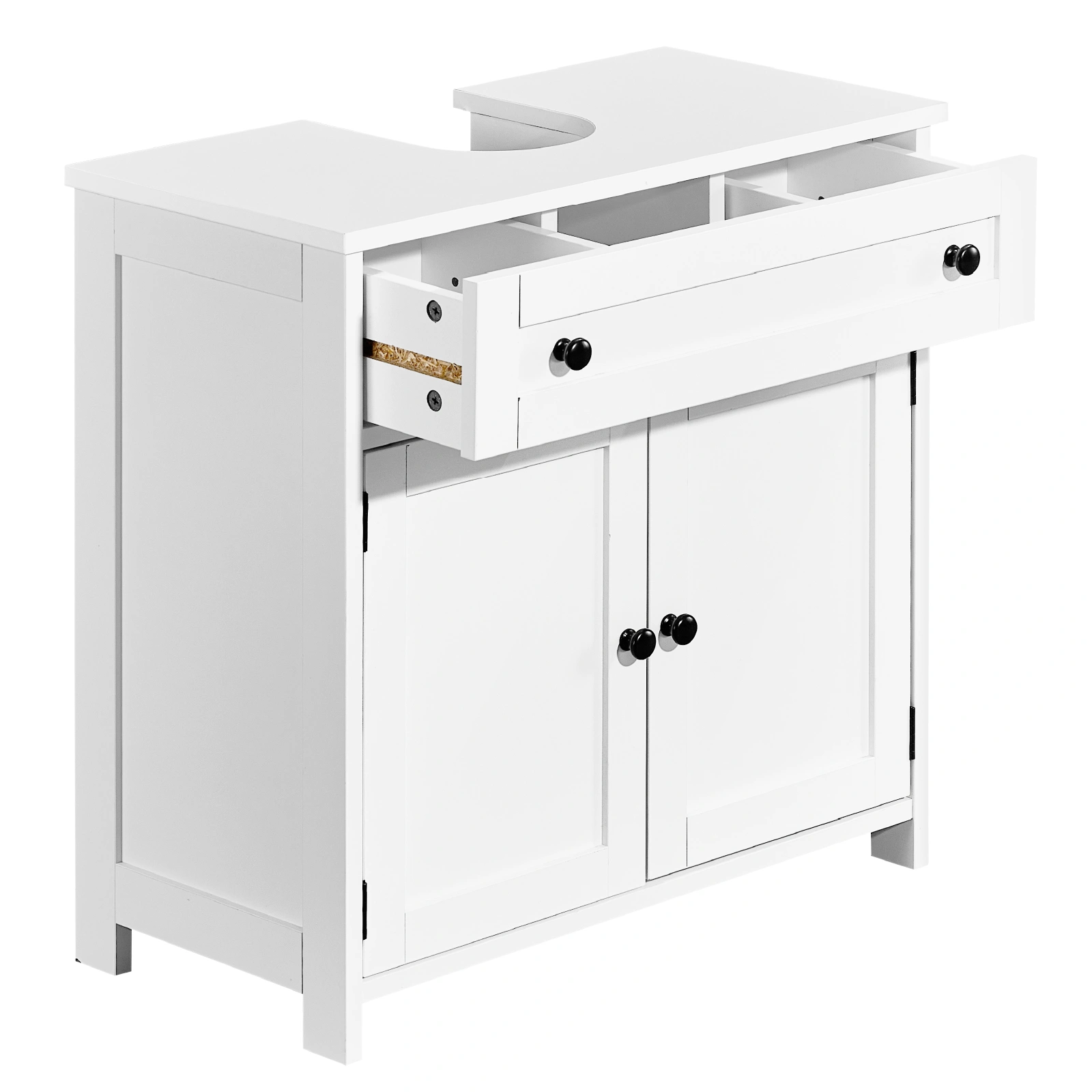 1-Drawer 2-Door Bathroom Vanity Bathroom Cabinet Washbasin Not Included 23.62*11.81*23.62in White view 3