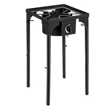 Outdoor Camp Stove High Pressure Propane Gas Cooker Portable Cast Iron Patio Cooking Burner (Single Burner 75000-BTU) view 6