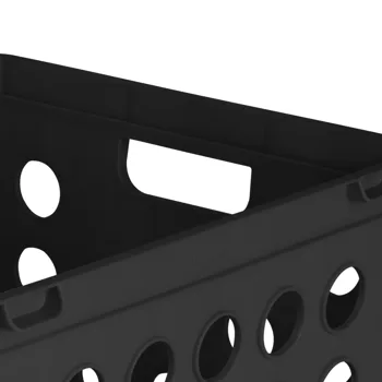 File Crate, Versatile Plastic Storage Bin with Through Handles, Fits Letter & Legal-sized Hanging Files, Stackable, Black, 6 Pack view 2