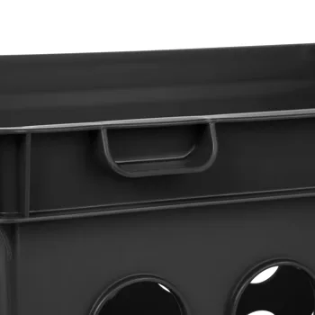 File Crate, Versatile Plastic Storage Bin with Through Handles, Fits Letter & Legal-sized Hanging Files, Stackable, Black, 6 Pack view 4