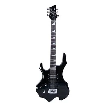 Flame Left Hand Electric Guitar HSH Pickup Shaped Electric Guitar Pack Strap Picks Shake Cable Wrench Tool Black