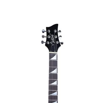 Flame Left Hand Electric Guitar HSH Pickup Shaped Electric Guitar Pack Strap Picks Shake Cable Wrench Tool Black view 2