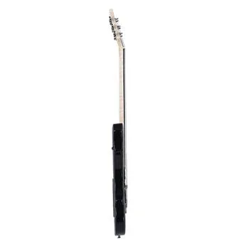 Flame Left Hand Electric Guitar HSH Pickup Shaped Electric Guitar Pack Strap Picks Shake Cable Wrench Tool Black view 3