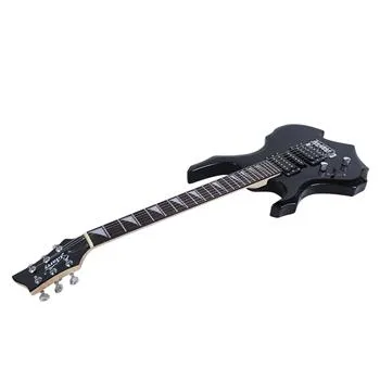Flame Left Hand Electric Guitar HSH Pickup Shaped Electric Guitar Pack Strap Picks Shake Cable Wrench Tool Black view 6