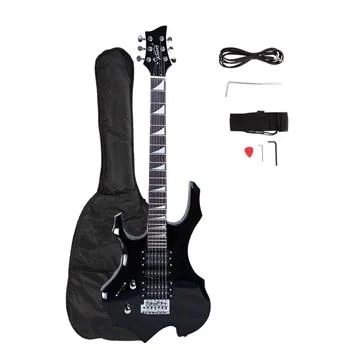 Flame Left Hand Electric Guitar HSH Pickup Shaped Electric Guitar Pack Strap Picks Shake Cable Wrench Tool Black view 7