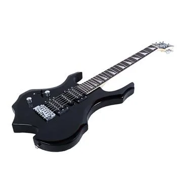 Flame Left Hand Electric Guitar HSH Pickup Shaped Electric Guitar Pack Strap Picks Shake Cable Wrench Tool Black view 8