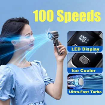 Portable Handheld Mini Turbo Fan In/Outdoor USB Rechargeable Ice Cooling Fans w/LED Display Fan (US Logistics For USPS/DHL/Fedex/UPS. No designated logistics accepted,TK/TMEU only For self-pickup) view 6