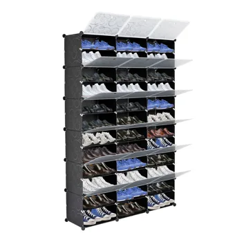 12-Tier Portable 72 Pair Shoe Rack Organizer 36 Grids Tower Shelf Storage Cabinet Stand Expandable for Heels, Boots, Slippers, Black view 2