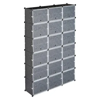 12-Tier Portable 72 Pair Shoe Rack Organizer 36 Grids Tower Shelf Storage Cabinet Stand Expandable for Heels, Boots, Slippers, Black view 8