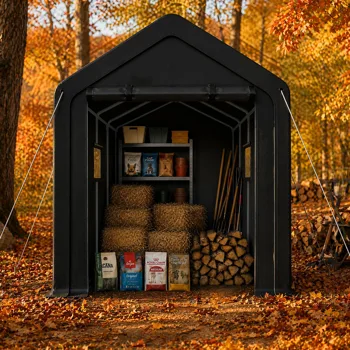 8x10 FT Storage Shed with 2 Roll-up Windows, Heavy Duty Bike Tent view 7