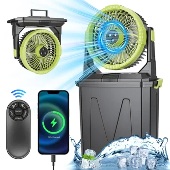 5-in-1 Rechargeable Misting Cooling Fan with 20000mAh Power Bank, 10L Large Water Tank 4 Mist Modes 4 Wind Speeds, RGB Night Light Timer Remote Control Portable Water Fan for Camping Patio RV Bedroom view 4