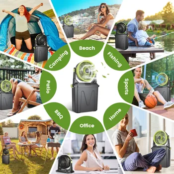 5-in-1 Rechargeable Misting Cooling Fan with 20000mAh Power Bank, 10L Large Water Tank 4 Mist Modes 4 Wind Speeds, RGB Night Light Timer Remote Control Portable Water Fan for Camping Patio RV Bedroom view 8