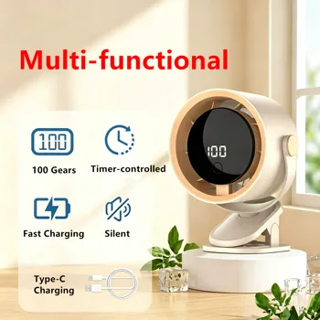 Clip-On USB Rechargeable Desktop Portable Small Fan Adjustment 5 Speed w/ LED display& Hook For Camping Office Home Stroller Car (US Logistics For USPS/DHL/Fedex/UPS. No designated logistics accepted,TK/TMEU only For self-pickup) view 6