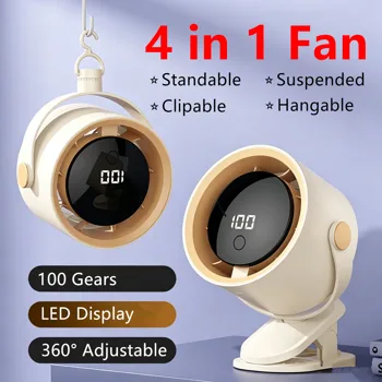 Clip-On USB Rechargeable Desktop Portable Small Fan Adjustment 5 Speed w/ LED display& Hook For Camping Office Home Stroller Car (US Logistics For USPS/DHL/Fedex/UPS. No designated logistics accepted,TK/TMEU only For self-pickup) view 8