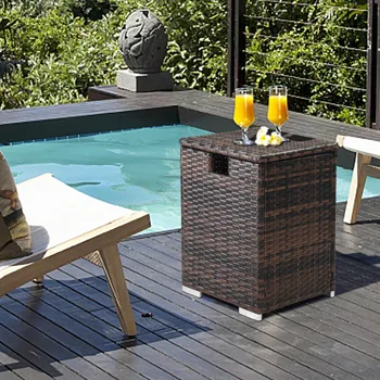 40*40*57cm Iron Frame Gas Bottle Storage Rattan Side Table Brown Gradient view 5