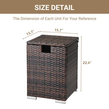 40*40*57cm Iron Frame Gas Bottle Storage Rattan Side Table Brown Gradient view 8
