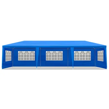 10'x30' Outdoor Party Tent with 8 Removable Sidewalls, Waterproof Canopy Patio Wedding Gazebo, Blue view 4