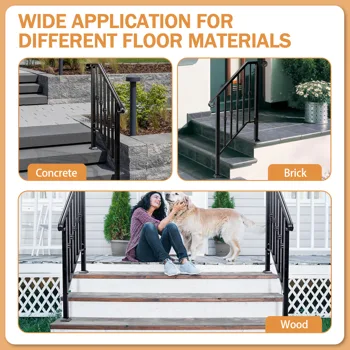 Matte Black Outdoor 2-Step Iron Handrail view 8