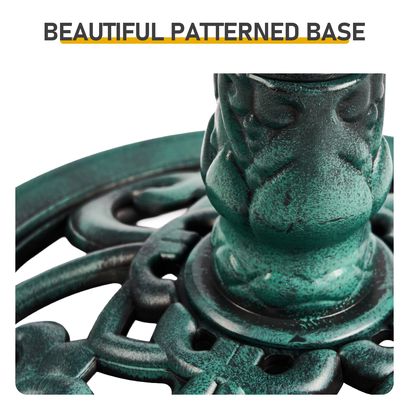 50*50*86cm Dark Green Resin Bird Bath With Lotus Edge & Feeder Tray view 7