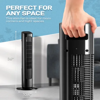 RTW-GR36 US Standard 36 Inch Tower Fan, 110V 45W, Black Plastic Body with Copper Motor, Touch & Remote Control, 3 Speeds, 3 Modes, Oscillating, 9H Timer, Household Fan view 5