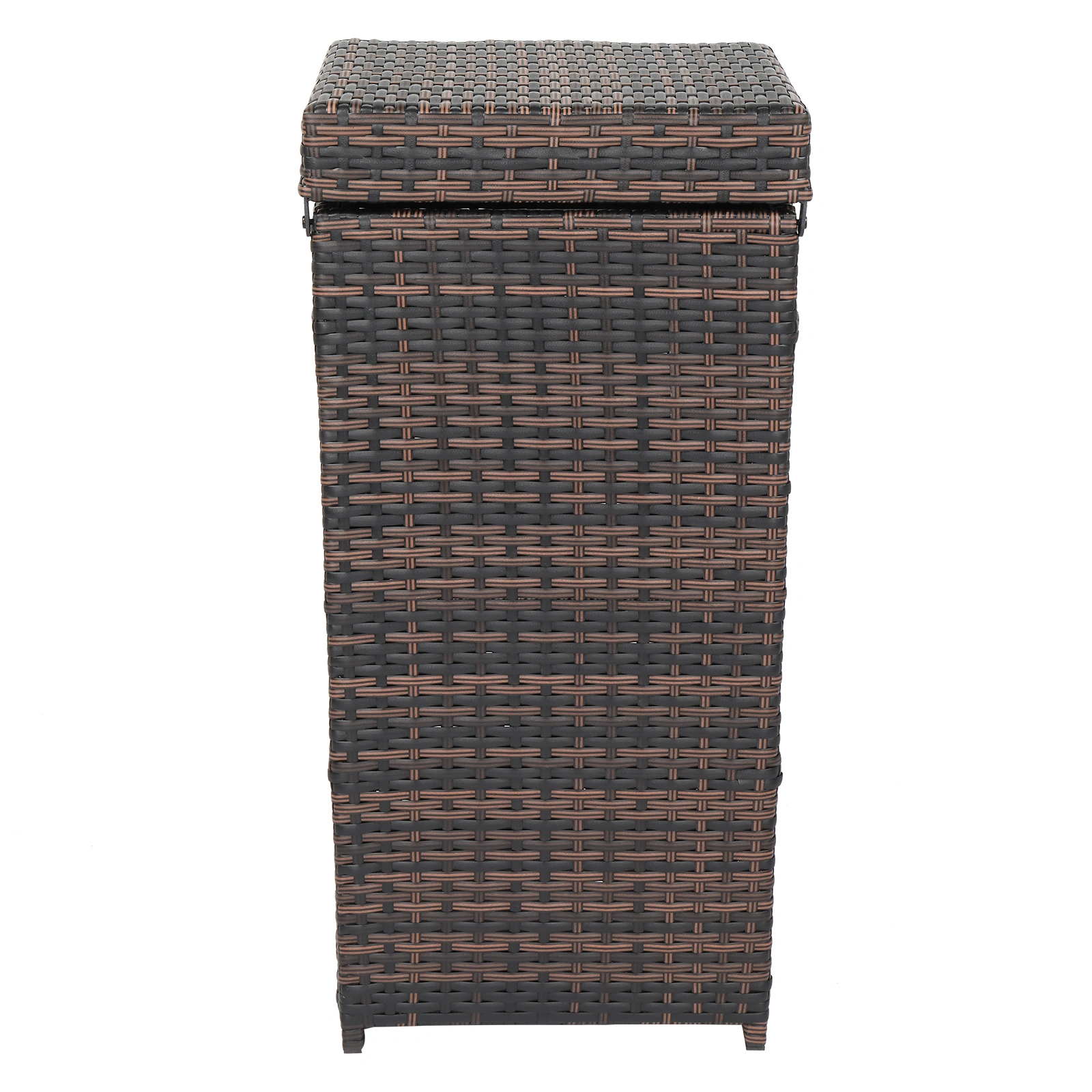 With Top Cover Iron Frame Rattan Trash Can Brown Gradient view 10