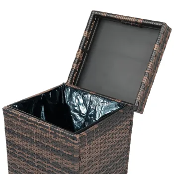 With Top Cover Iron Frame Rattan Trash Can Brown Gradient view 2