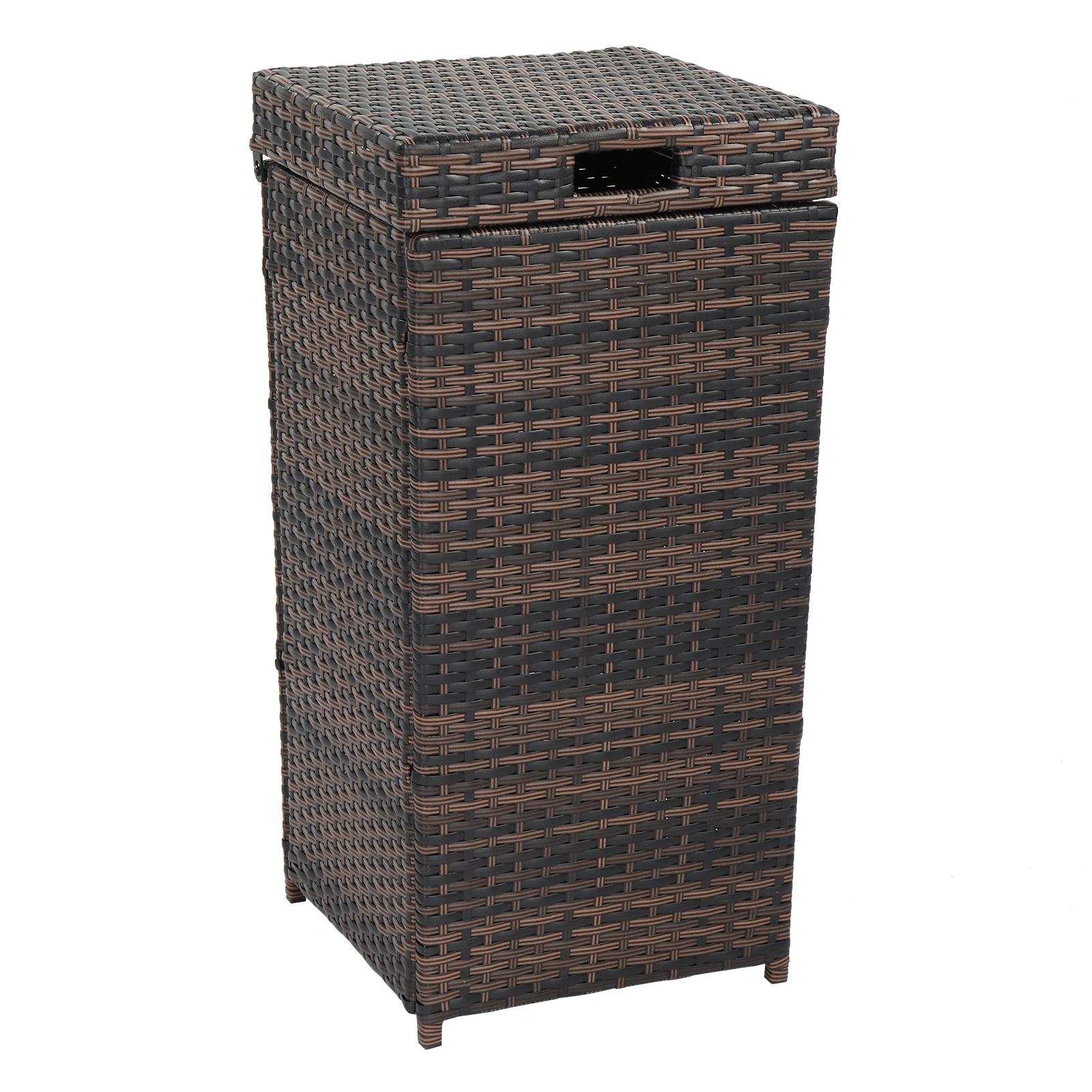 With Top Cover Iron Frame Rattan Trash Can Brown Gradient view 21