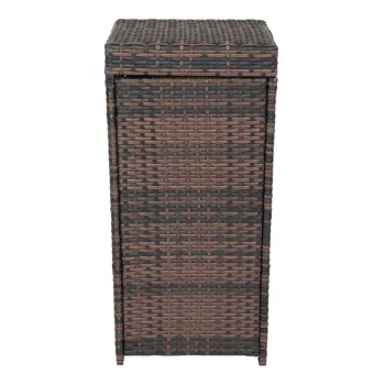 With Top Cover Iron Frame Rattan Trash Can Brown Gradient view 5