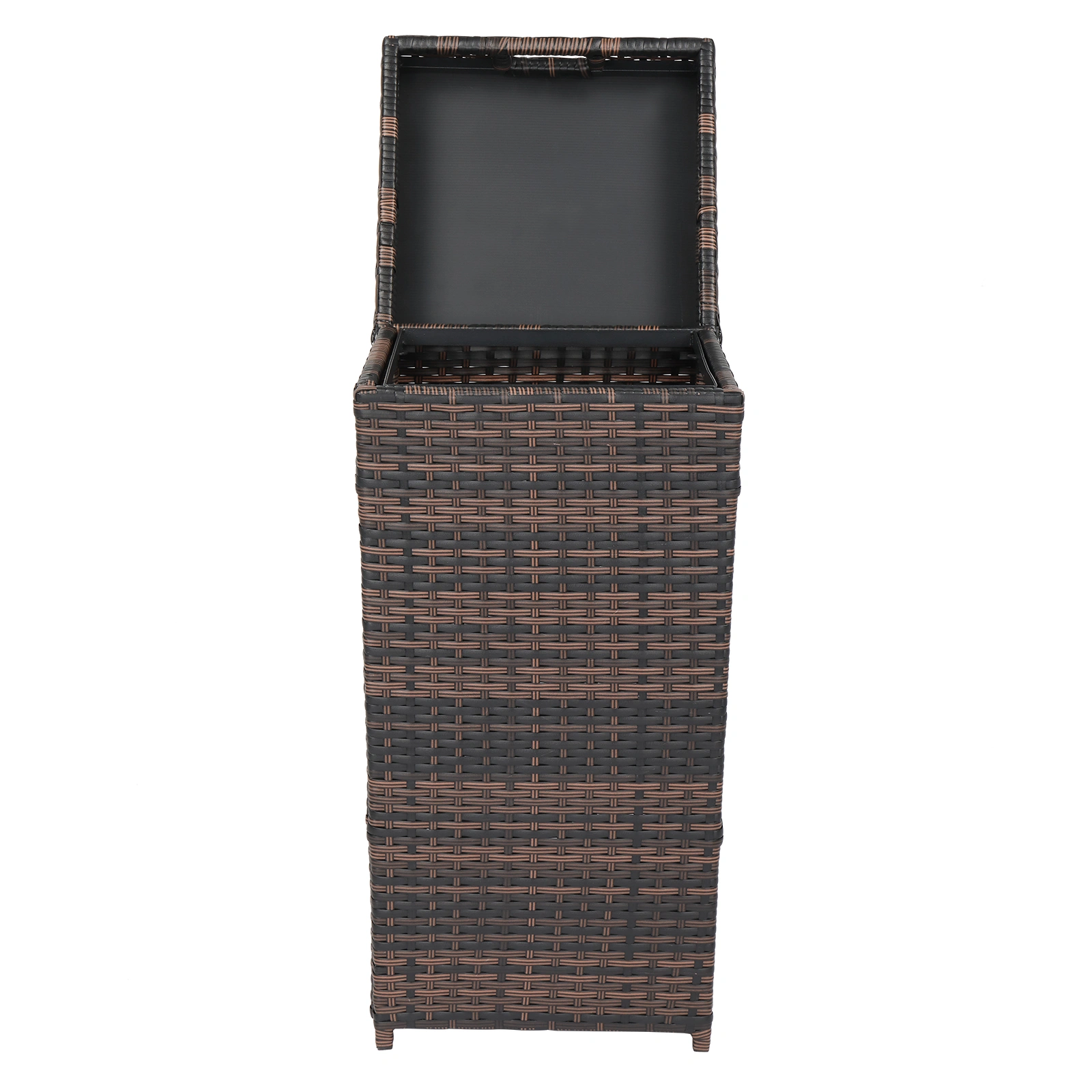 With Top Cover Iron Frame Rattan Trash Can Brown Gradient view 9