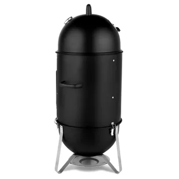 Vertical Steel Charcoal Smoker, Heavy Duty Three Layer Round BBQ Grill Smokey Mountain Cooker for Outdoor Cooking, Black(SAME AS 60608693) view 2