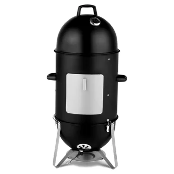 Vertical Steel Charcoal Smoker, Heavy Duty Three Layer Round BBQ Grill Smokey Mountain Cooker for Outdoor Cooking, Black(SAME AS 60608693) view 4