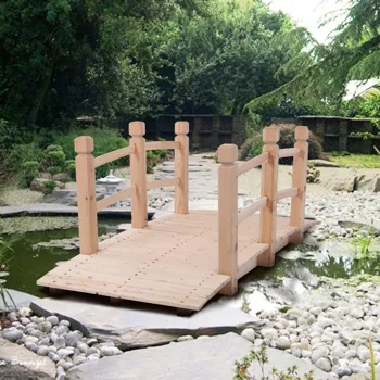 Arch Bridge Small Wooden Bridge Courtyard Outdoor Anticorrosive Wood Landscape Bridge Burlywood view 4