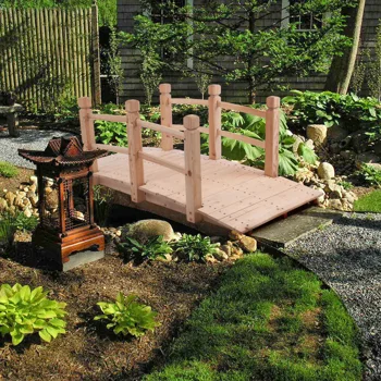 Arch Bridge Small Wooden Bridge Courtyard Outdoor Anticorrosive Wood Landscape Bridge Burlywood view 7