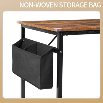 Rotten wood color SG016FD P2 particleboard + iron pipe 120cm cut-off computer desk with non-woven fabric storage view 4