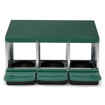 3 Compartment Roll Out Chicken Nesting Box with Plastic Basket, Egg Nest Box Chicken Laying Box Hens Chicken Coop Box, Green view 7