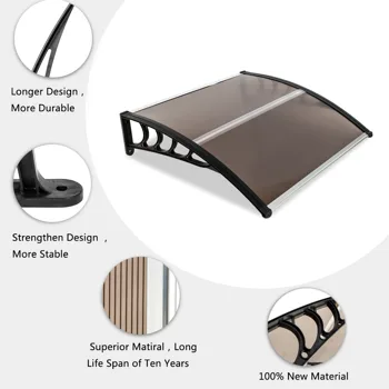 40*38in Household Application Door & Window Rain Cover Eaves Brown Board & Black Holder view 7