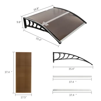40*38in Household Application Door & Window Rain Cover Eaves Brown Board & Black Holder view 8