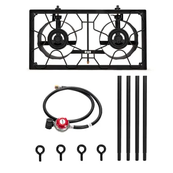 Outdoor Camp Stove High Pressure Propane Gas Cooker Portable Cast Iron Patio Cooking Burner (Double Burner 150000-BTU) view 4