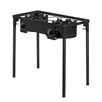 Outdoor Camp Stove High Pressure Propane Gas Cooker Portable Cast Iron Patio Cooking Burner (Double Burner 150000-BTU) view 7