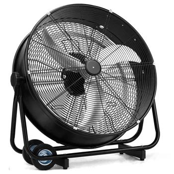 US Standard MLD-30 Industrial Drum Fan, 30 Inch 110V 230W High Velocity Floor Fan, 3 Speed Heavy Duty Black Metal Air Circulator, Adjustable Tilt with Outer Double Wheels, Copper Motor Single Side Support for Warehouse Commercial Use view 3