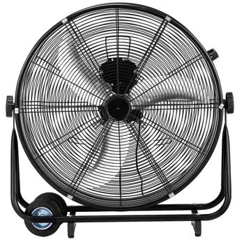 US Standard MLD-30 Industrial Drum Fan, 30 Inch 110V 230W High Velocity Floor Fan, 3 Speed Heavy Duty Black Metal Air Circulator, Adjustable Tilt with Outer Double Wheels, Copper Motor Single Side Support for Warehouse Commercial Use view 4