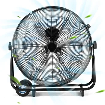 US Standard MLD-30 Industrial Drum Fan, 30 Inch 110V 230W High Velocity Floor Fan, 3 Speed Heavy Duty Black Metal Air Circulator, Adjustable Tilt with Outer Double Wheels, Copper Motor Single Side Support for Warehouse Commercial Use view 5