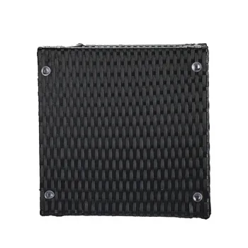 Outdoor Patio Wicker Side Table, Square End Table Bistro Coffee Table with Glass Top Storage Shelf for Porch Garden Backyard Black(SAME AS 70525212 ) view 7
