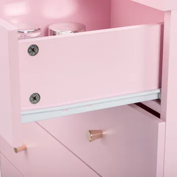 5-Tier 6-Drawer Cabinet with Matte Gold Handles Particleboard Melamine-Coated Storage Cabinet 25.98*12.99*35.04in Macaron Pink view 8